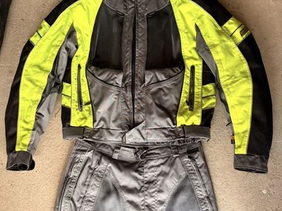 Olympia Moto Sports Gray & High-Vis Yellow Riding Jacket and Pants Set