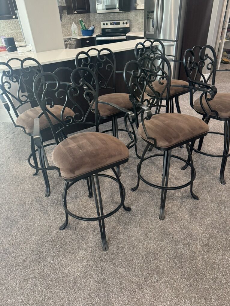 Iron Bar Stools Set Of 6-swivel