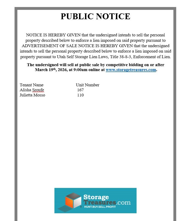 Notice of Public Auction
