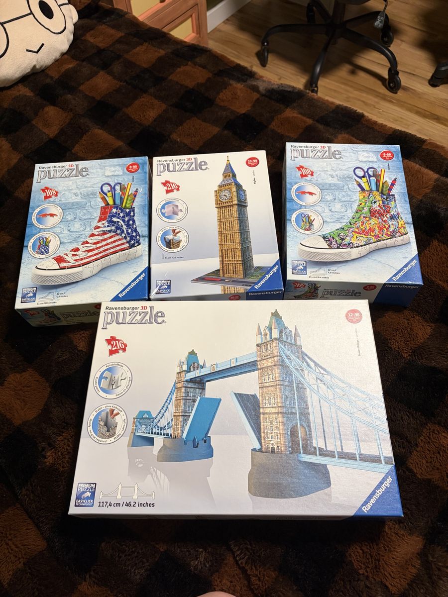3D puzzles! Ravensburg 99% positive all the pieces are here. But no guarantee.