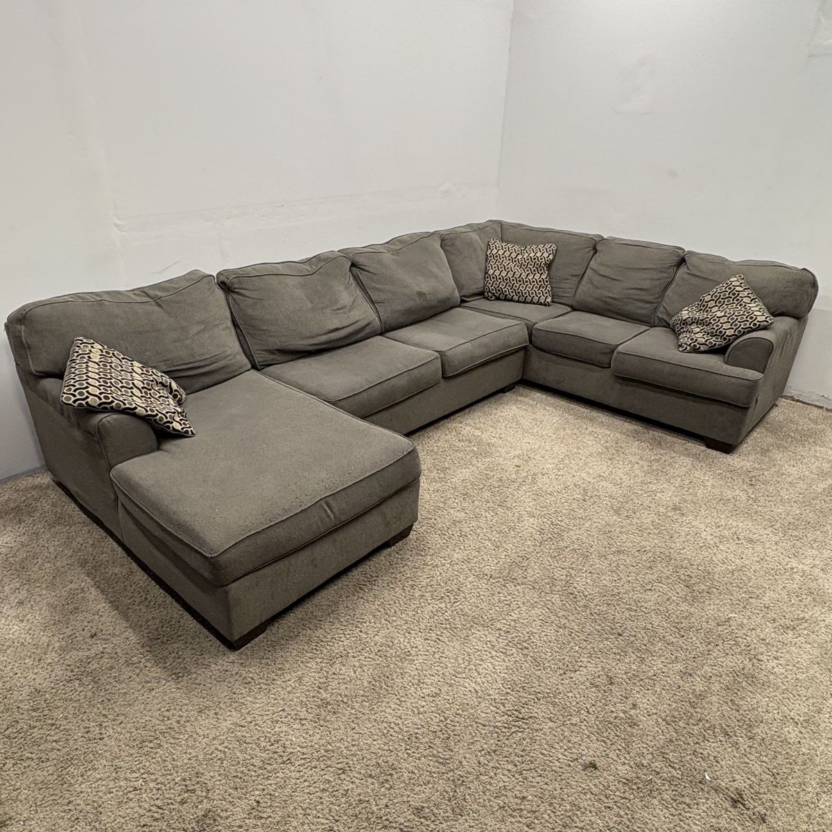 U-shaped fabric Sectional, Grey Large Cozy