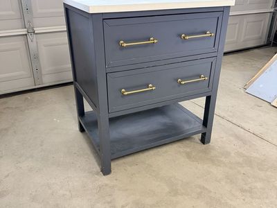 Blue and White Bathroom Vanity