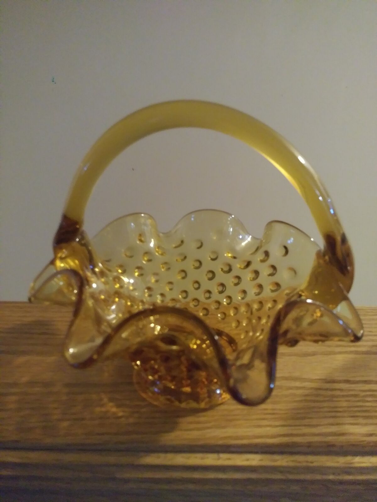 Amber glass vintage basket