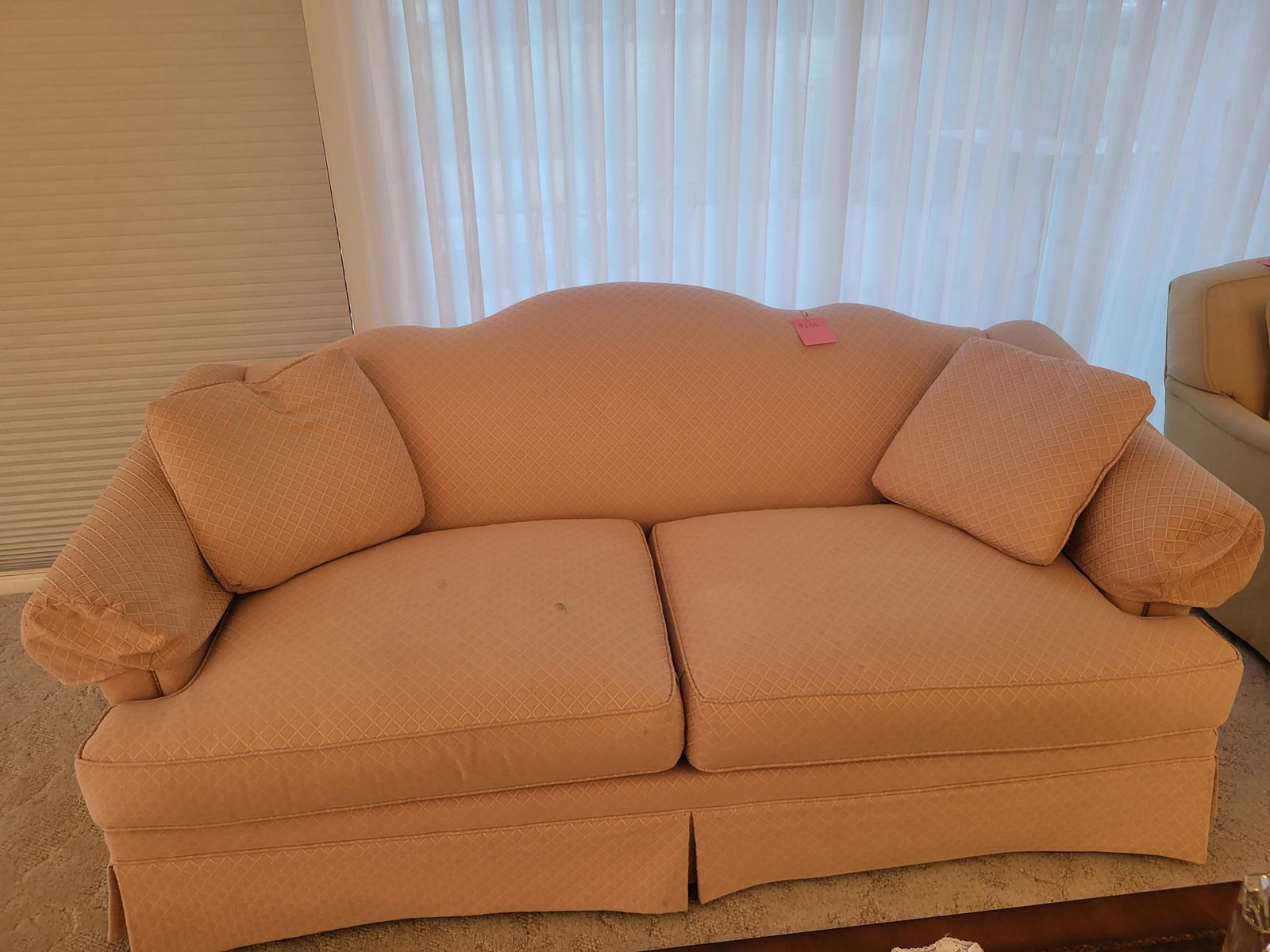 pink silk couch