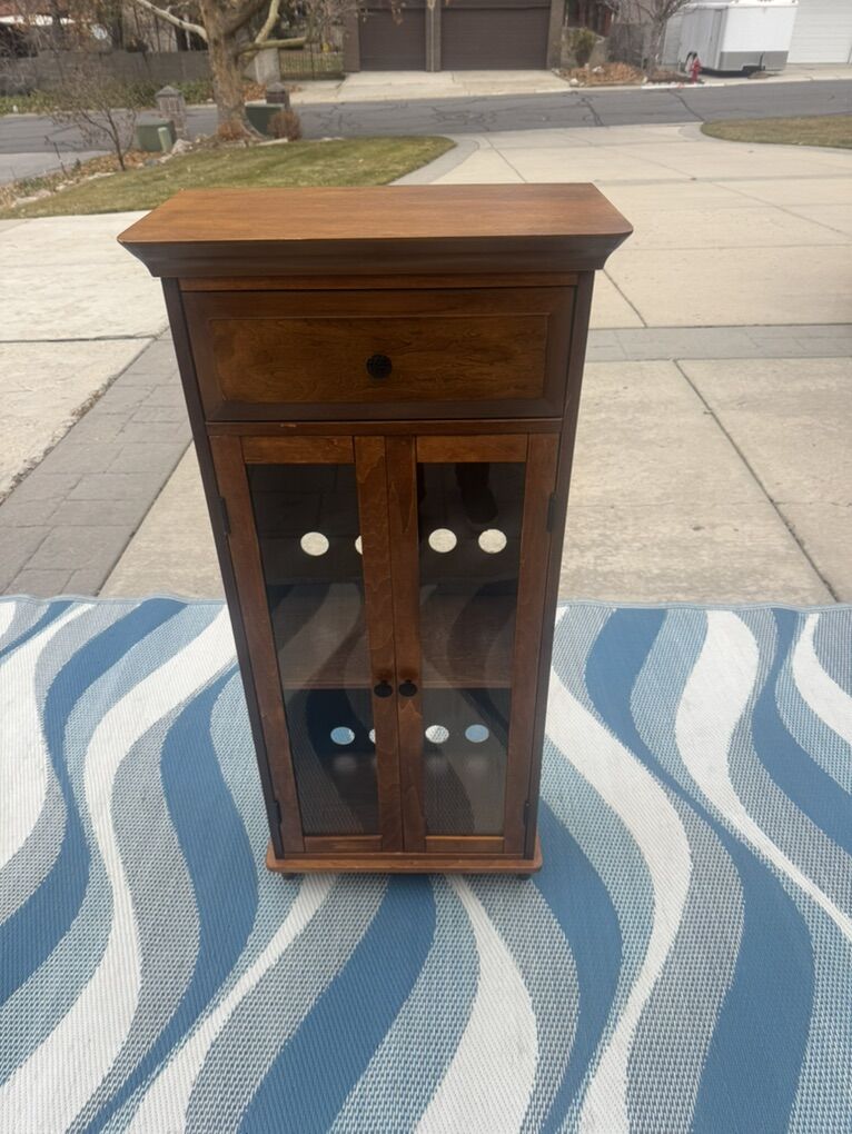 Glass Wooden Cabinet Wine Bar with Drawer