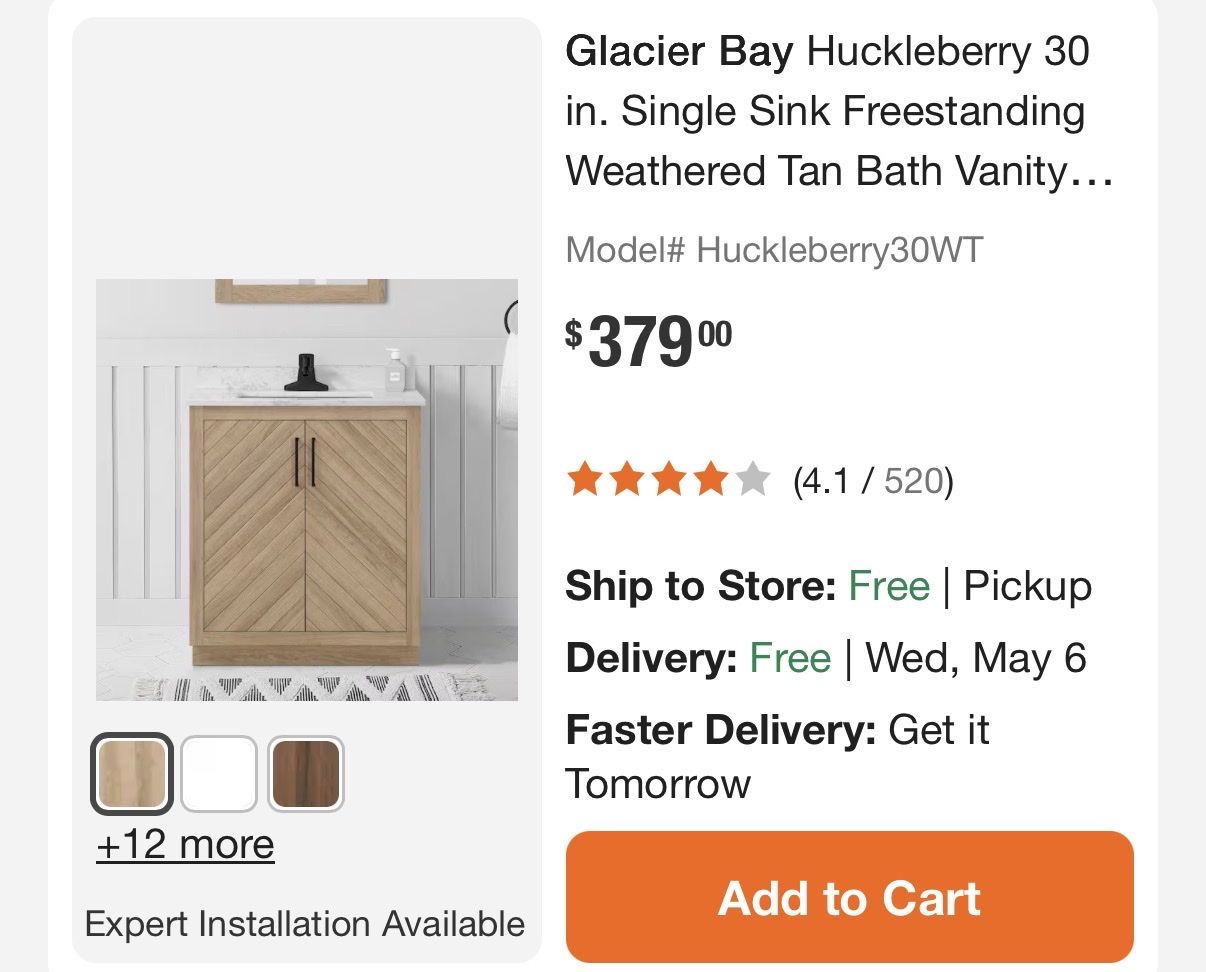 Brand new 30” vanity base + marble top