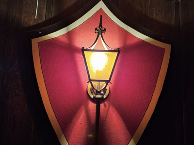 Vintage Shield Lantern Sconce for indoor. 36" wide x 48" tall. Lantern 30" tall. 4 at $250 Each.