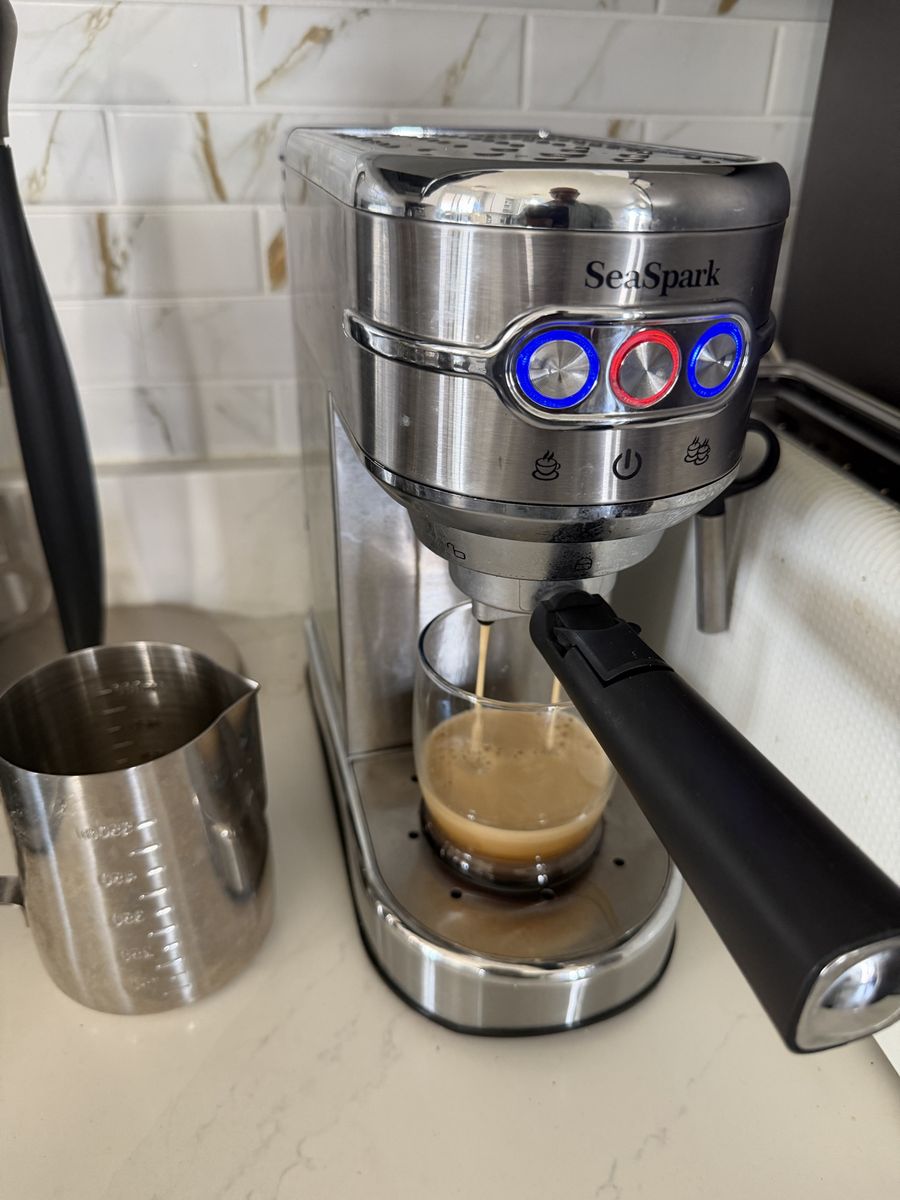 SeaSpark Stainless Steel Espresso Machine with Steam Wand Pitcher