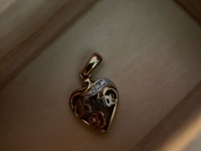 Tri-Color Gold 15 Años Quinceañera Heart Pendant with Cubic Zirconia Accents