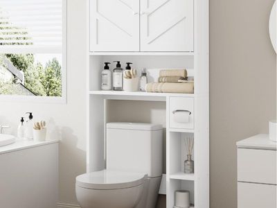 New Nice Over The Toilet Cabinet with Side Storage Drawers