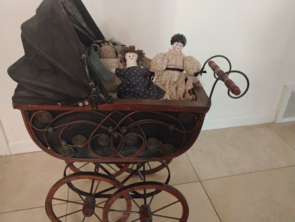 Decorative Carriage Pram Stroller Victorian Style, dolls NOT included