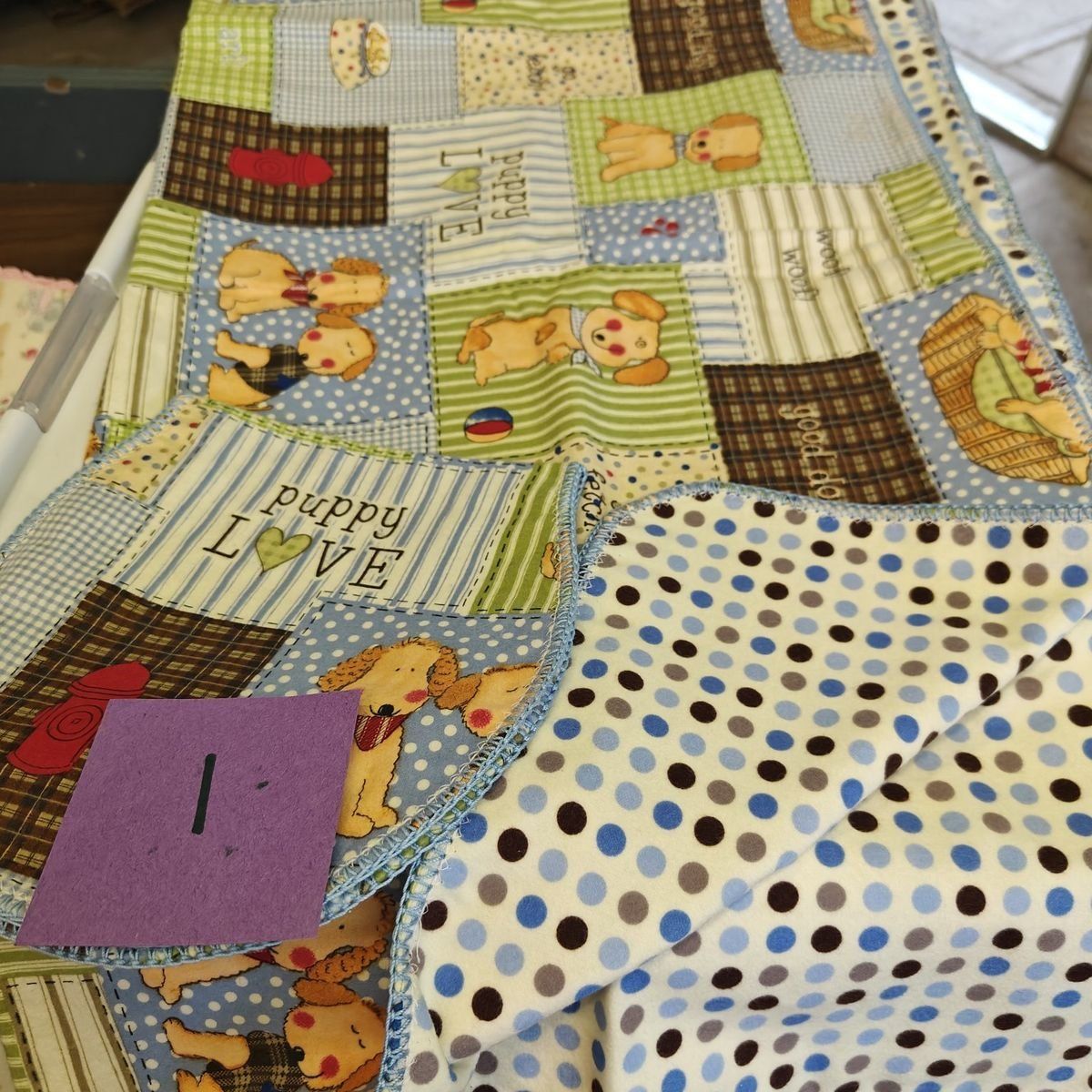 Handmade Reversible Baby Receiving Blankets - Puppy Love, Farm Animals, Doggies
