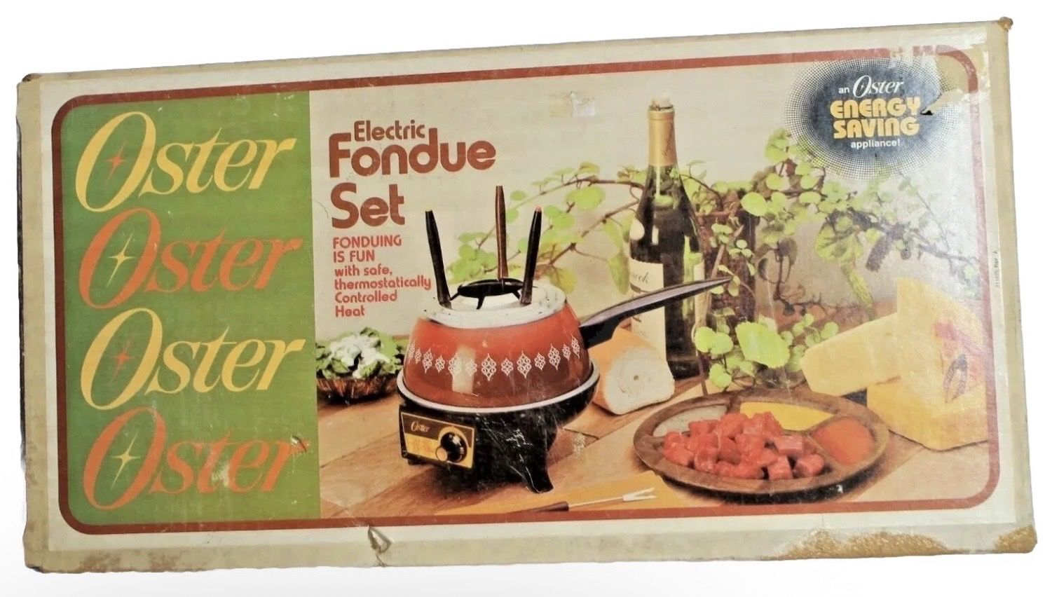 Oster Electric Fondue Set Red Pot Model 691 UNOPENED BOX Original Set Retro Vtg