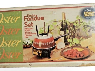 Oster Electric Fondue Set Red Pot Model 691 UNOPENED BOX Original Set Retro Vtg
