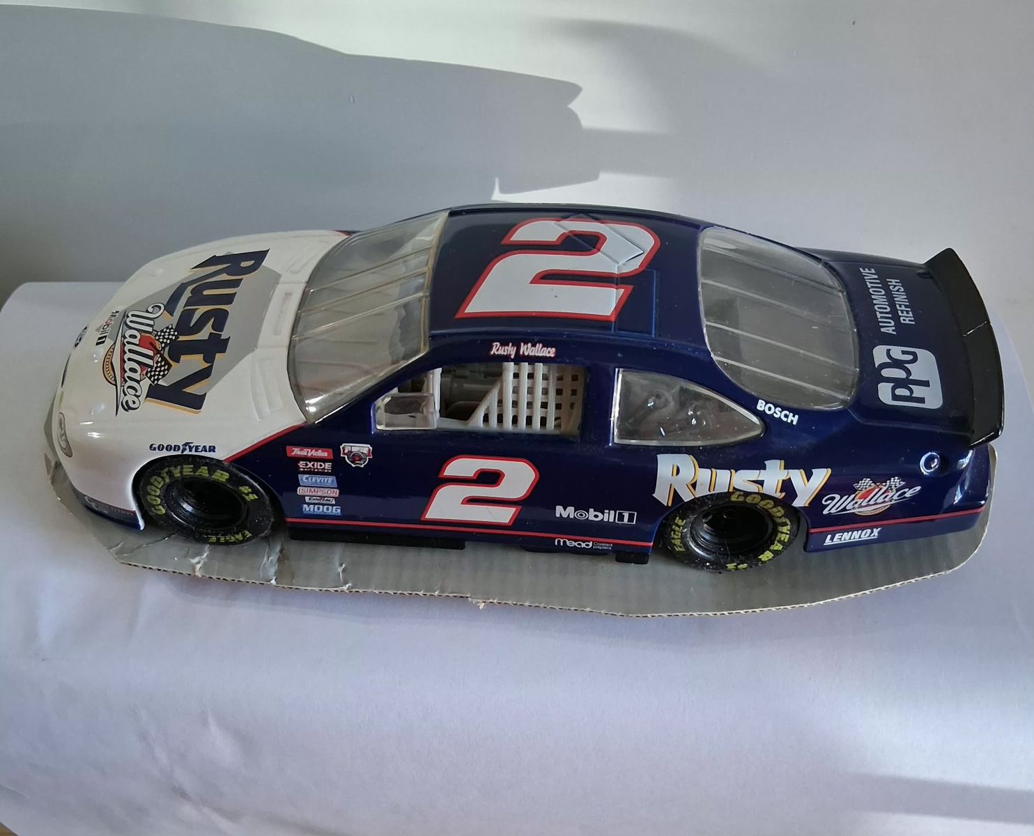 NASCAR Rusty Wallace #2 Mobil 1 Blue and White Diecast Race Car Model