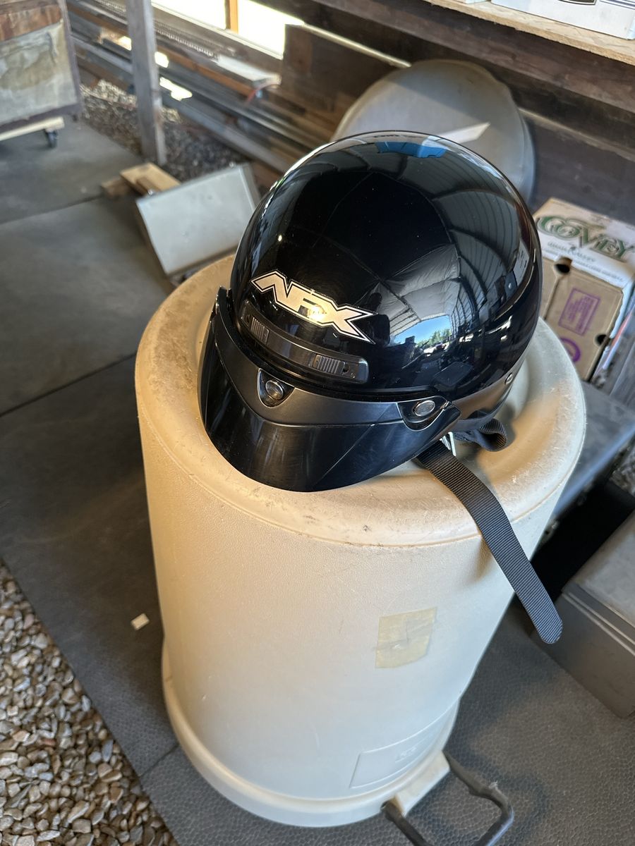 AFX Black Open Face Motorcycle Helmet with Visor - Size Medium