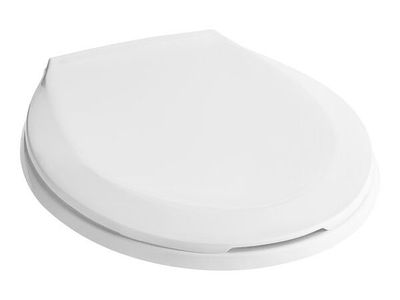 White Round Toilet Seat with Easy Clean & Change Hinges - Fits Standard Round Bowls