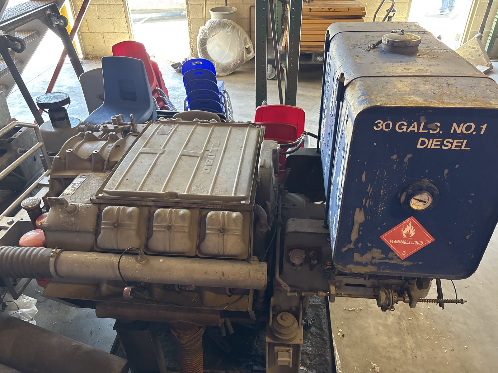 Deutz Industrial Diesel Engine with 30-Gallon Fuel Tank - Heavy Duty Equipment Power Unit