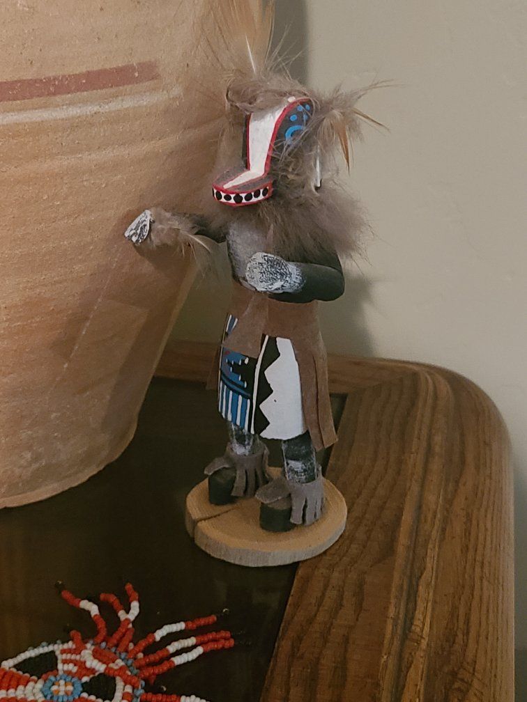 Hemis Kachina Doll by EL Native American Art Folk Art Collectible 9" Tall