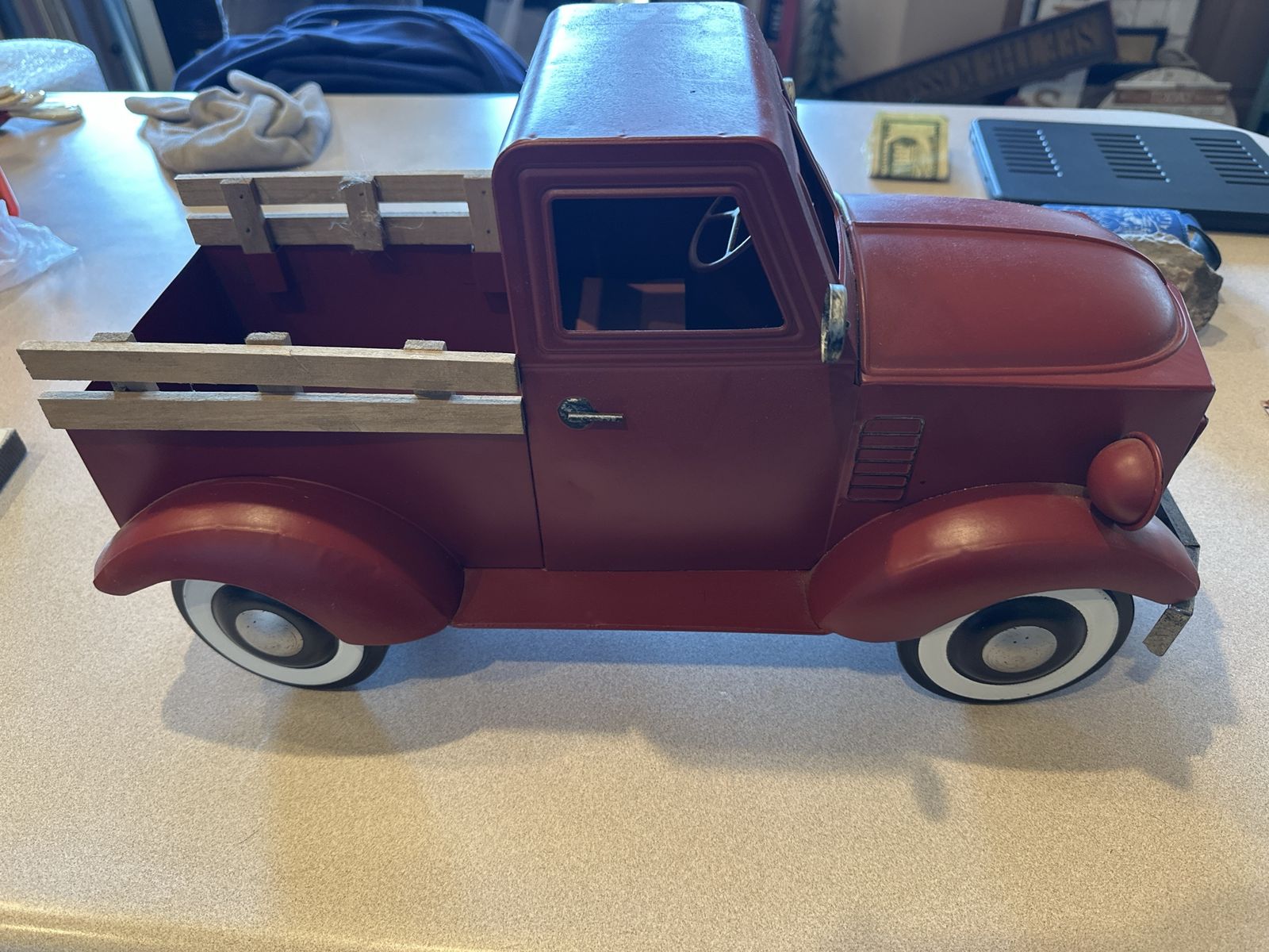 Vintage Style Red Metal Pickup Truck Decor Pick Your Own Pumpkin Patch