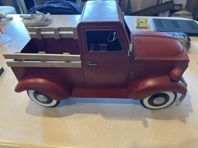 Vintage Style Red Metal Pickup Truck Decor Pick Your Own Pumpkin Patch