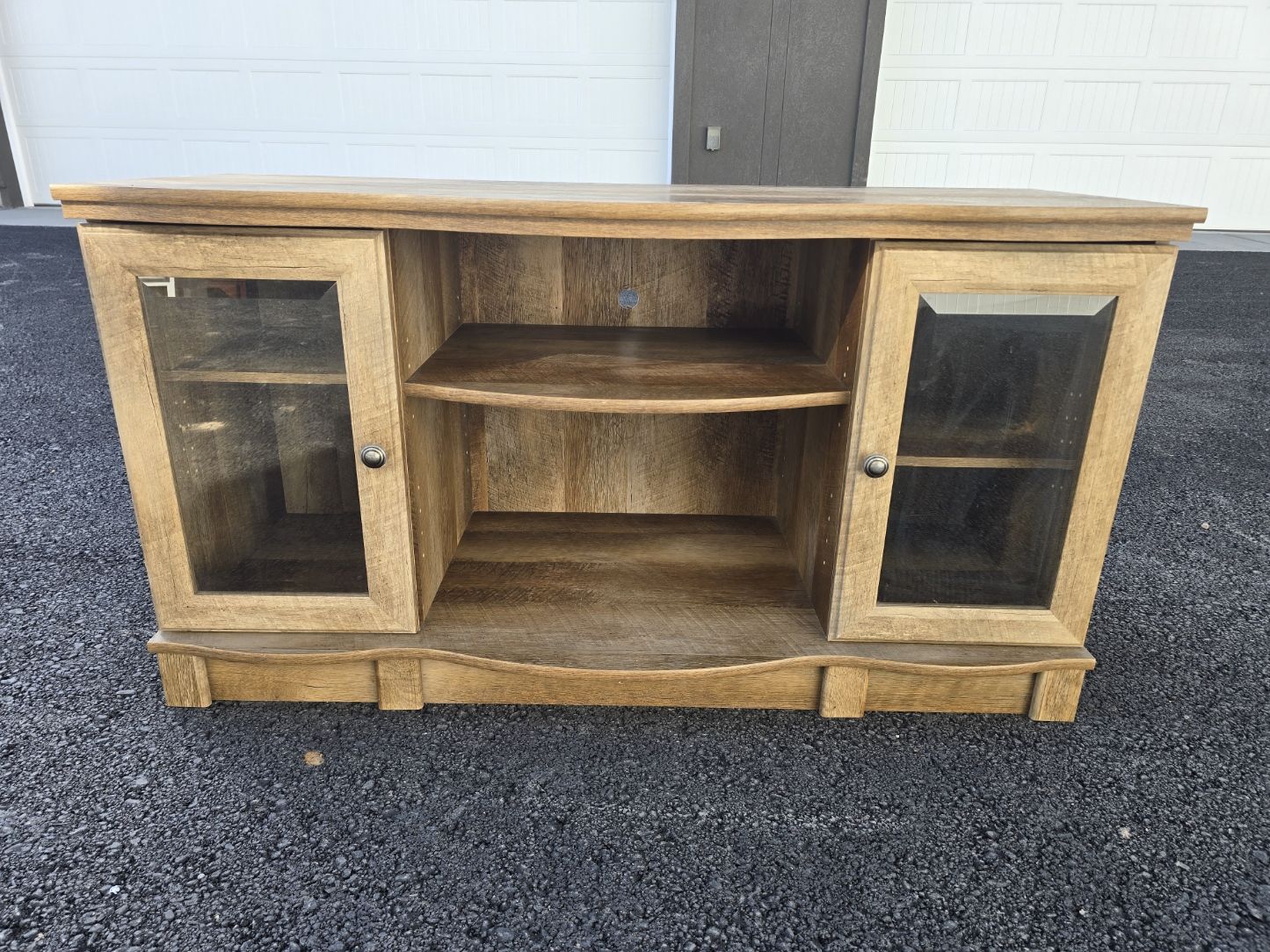 Rustic TV Stand / Media Console with Glass Doors – Priced to Move