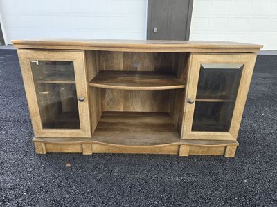 Rustic TV Stand / Media Console with Glass Doors – Priced to Move