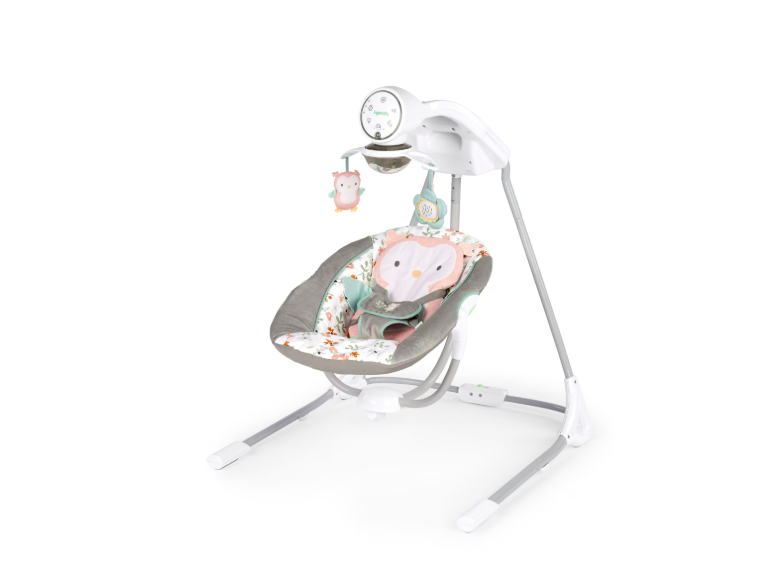 Brand New in Box Ingenuity InLighten Baby Swing, 5-Speed, Swivel Infant Seat (Pink, Nally)