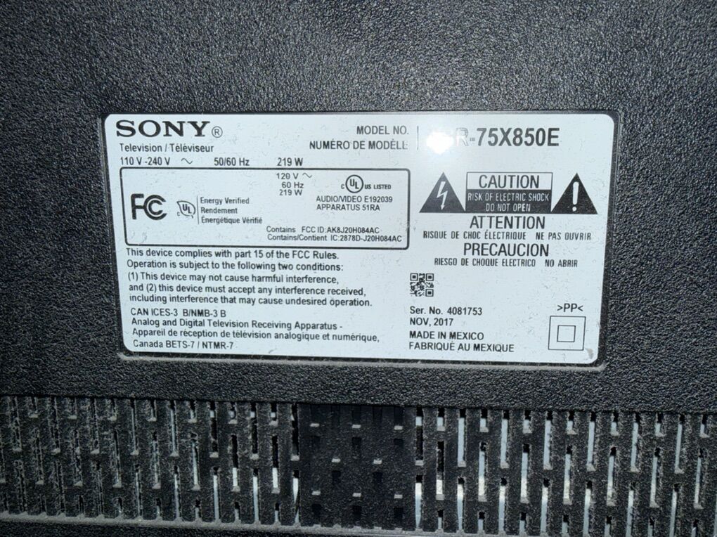 Sony Bravia 75 4K UHD Smart TV (XBR-75X850E)