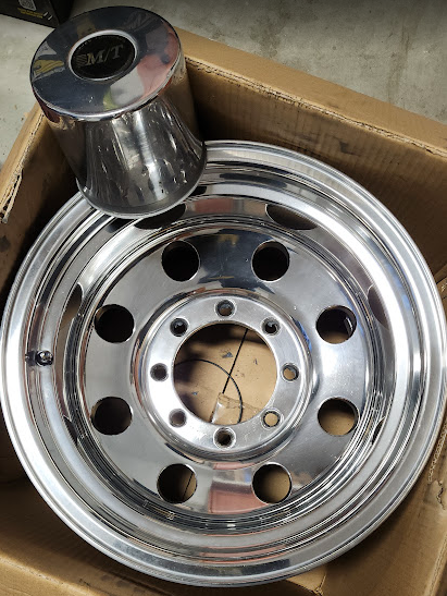 Vintage Mickey Thompson ALCOA FORGED bullet hole style Wheels - 16x10 8x6.5 - Small Hole Originals