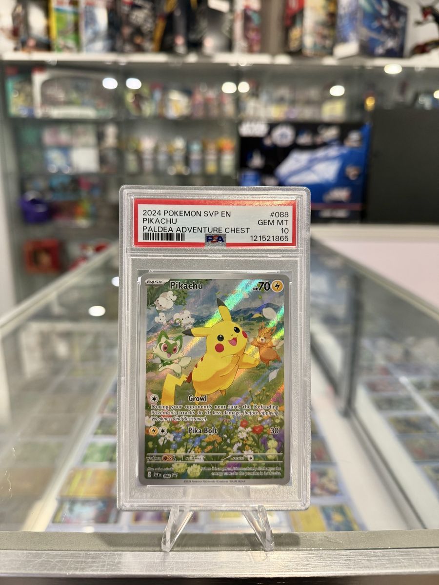Pokemon Pikachu (Paldea Adventure Chest) Holo Pokémon Scarlet & Violet Black Star PSA 10