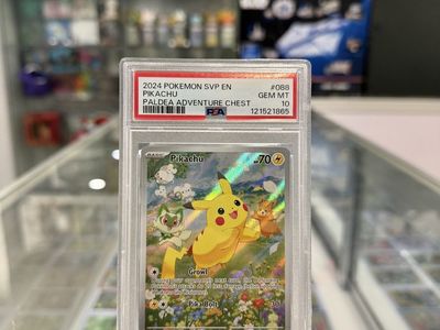 Pokemon Pikachu (Paldea Adventure Chest) Holo Pokémon Scarlet & Violet Black Star PSA 10