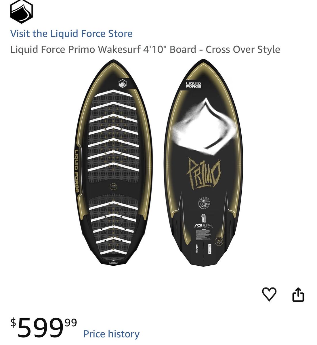 Liquid Force Primo Wakesurf 4'10" Board - Cross Over Style