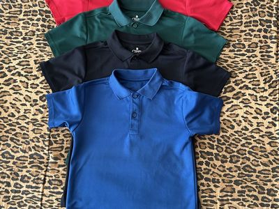 Chaps Boys School Approved Performance Polo Shirts - Size S (8) - 5-Pack