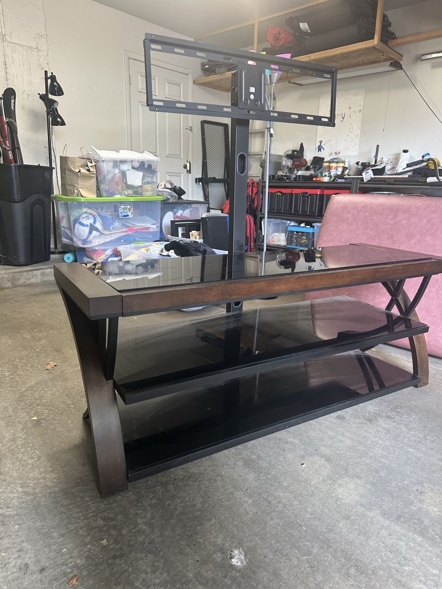 TV STAND w/Glass shelves FITS 55-65” TV