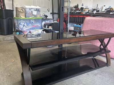 TV STAND w/Glass shelves FITS 55-65” TV