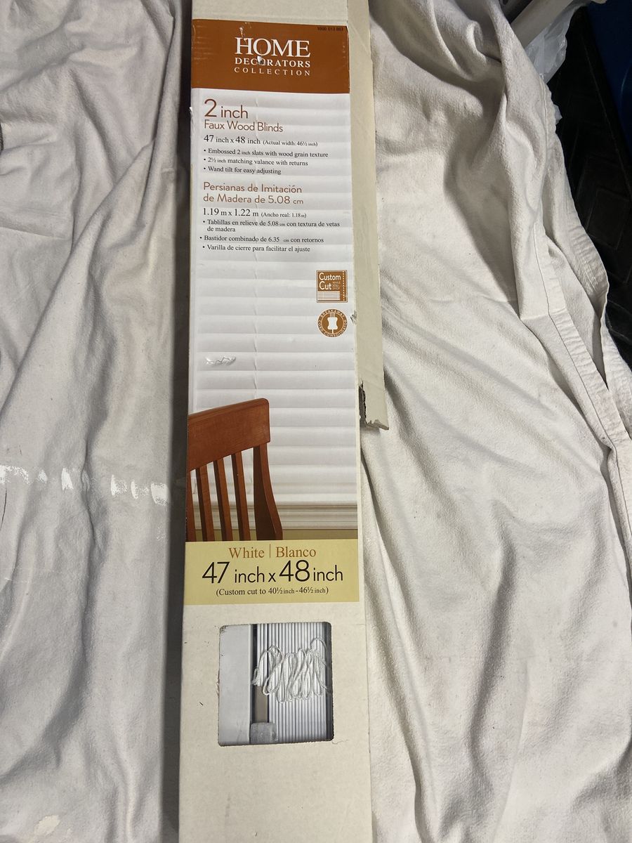 NIB 2 Inch Faux Wood Blinds  47 X 48