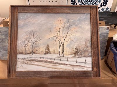 Gorgeous hand painted winter landscape scene