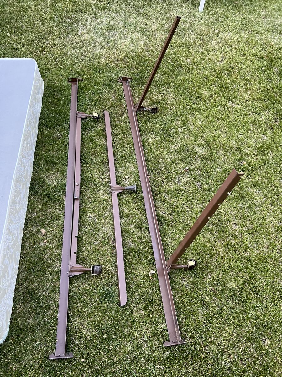 Queen box spring and metal bed frame
