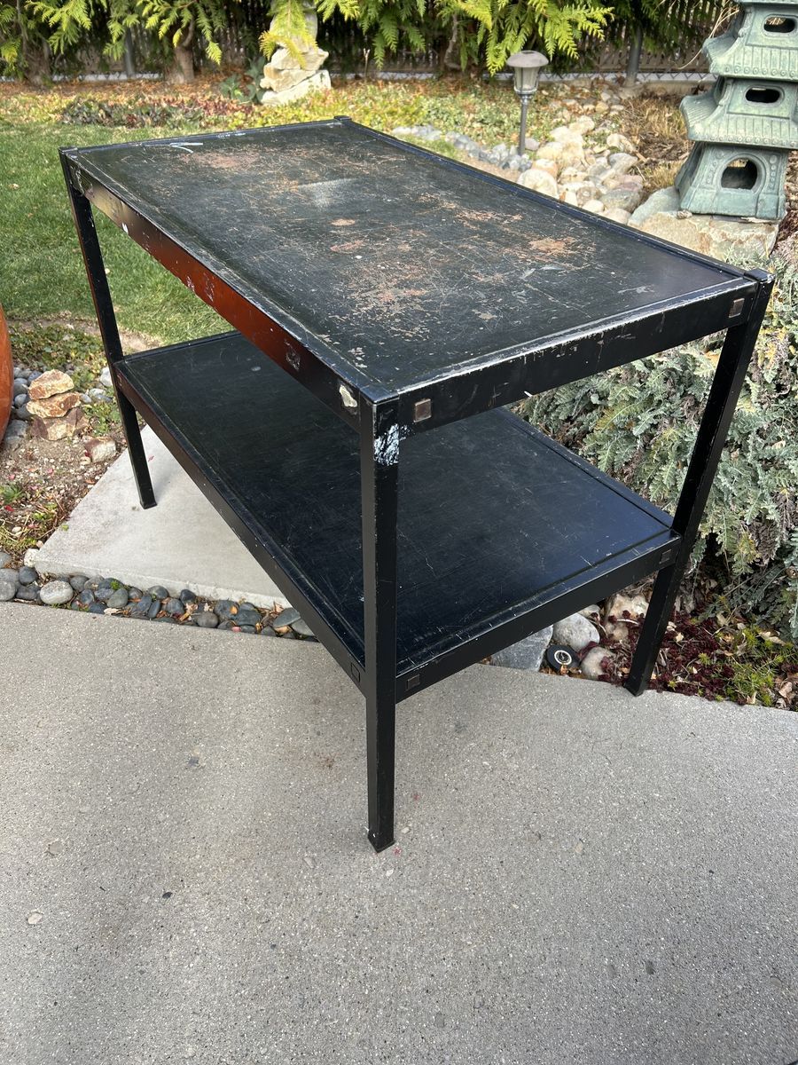 Vintage Steel 2 Tier School Science Shelf by BRETFORD