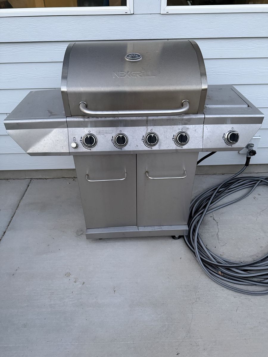 Nexgrill Stainless Steel BBQ Gas Grill - Outdoor Cooking with propane tank