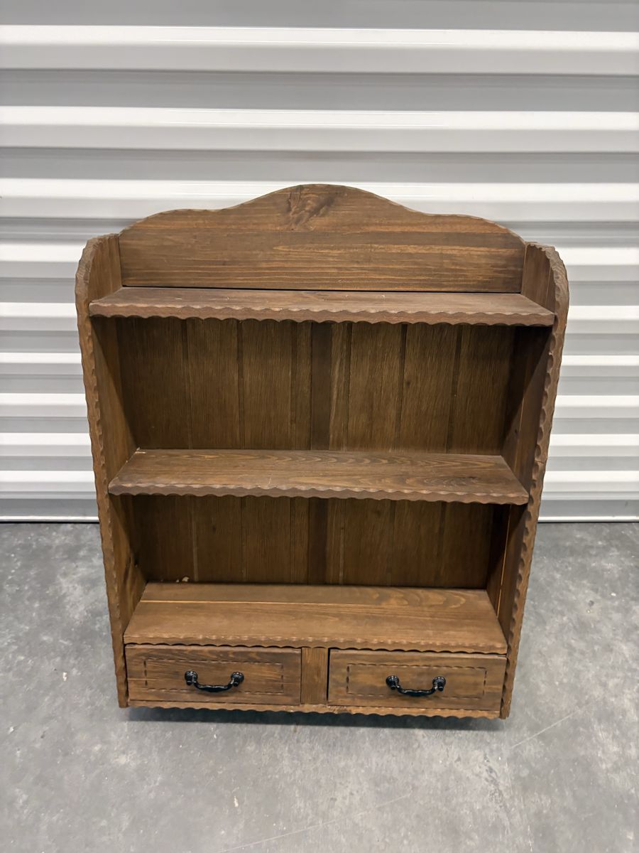Rustic Wood Wall Shelf w/ Drawers