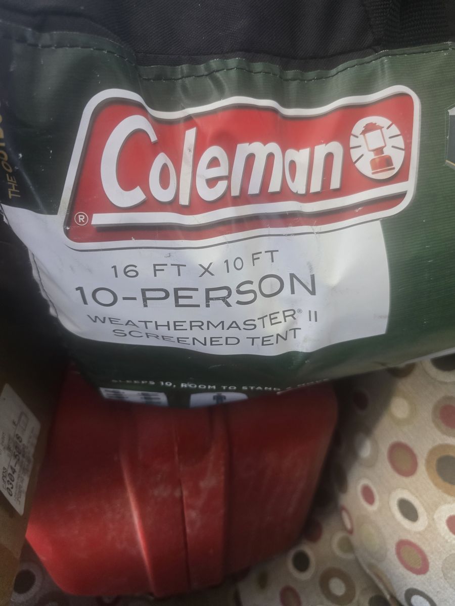 Coleman, 10 person. 16 feet by 10 feet tent.