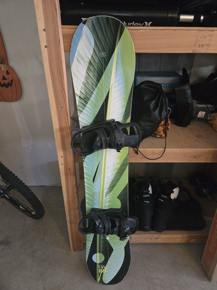 Yes. Hel Yes Snowboard 149 with Burton Bindings