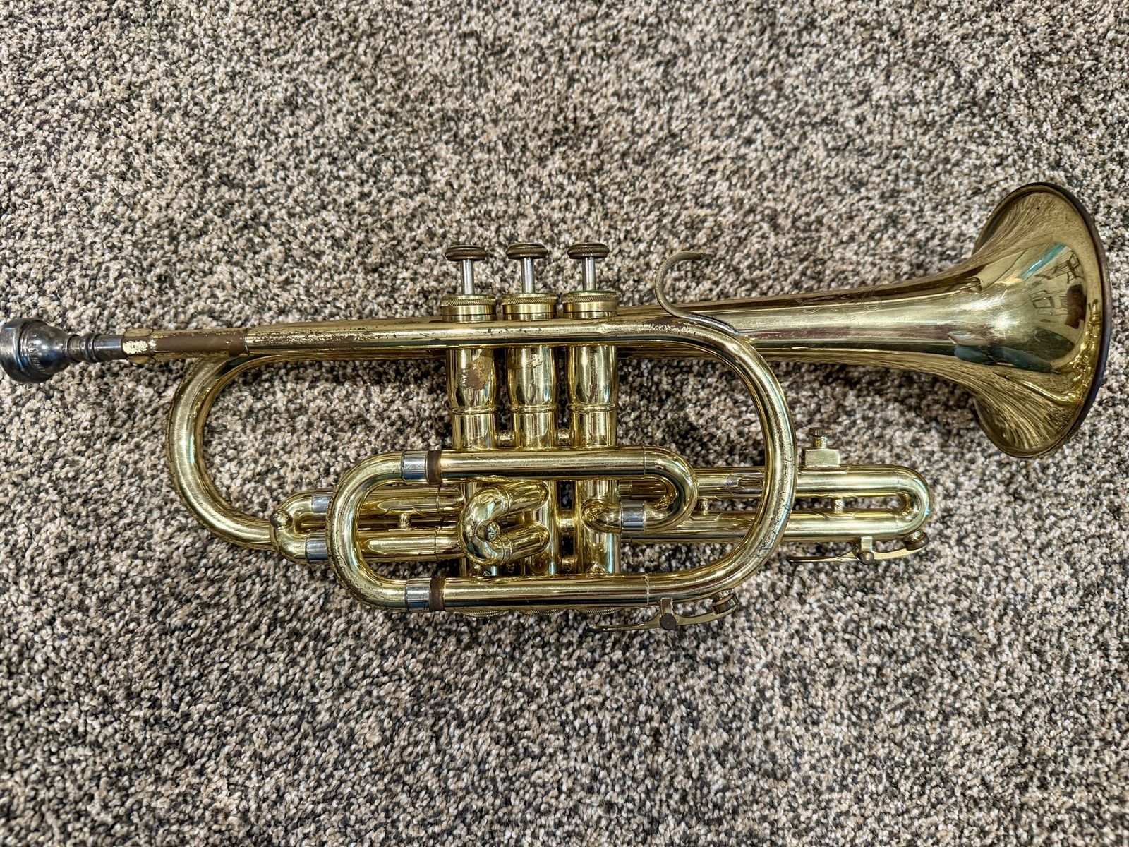 Used Brass Cornet - Good Condition with Minor Wear
