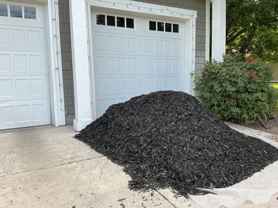 Black large wood mulch, three cubic yards