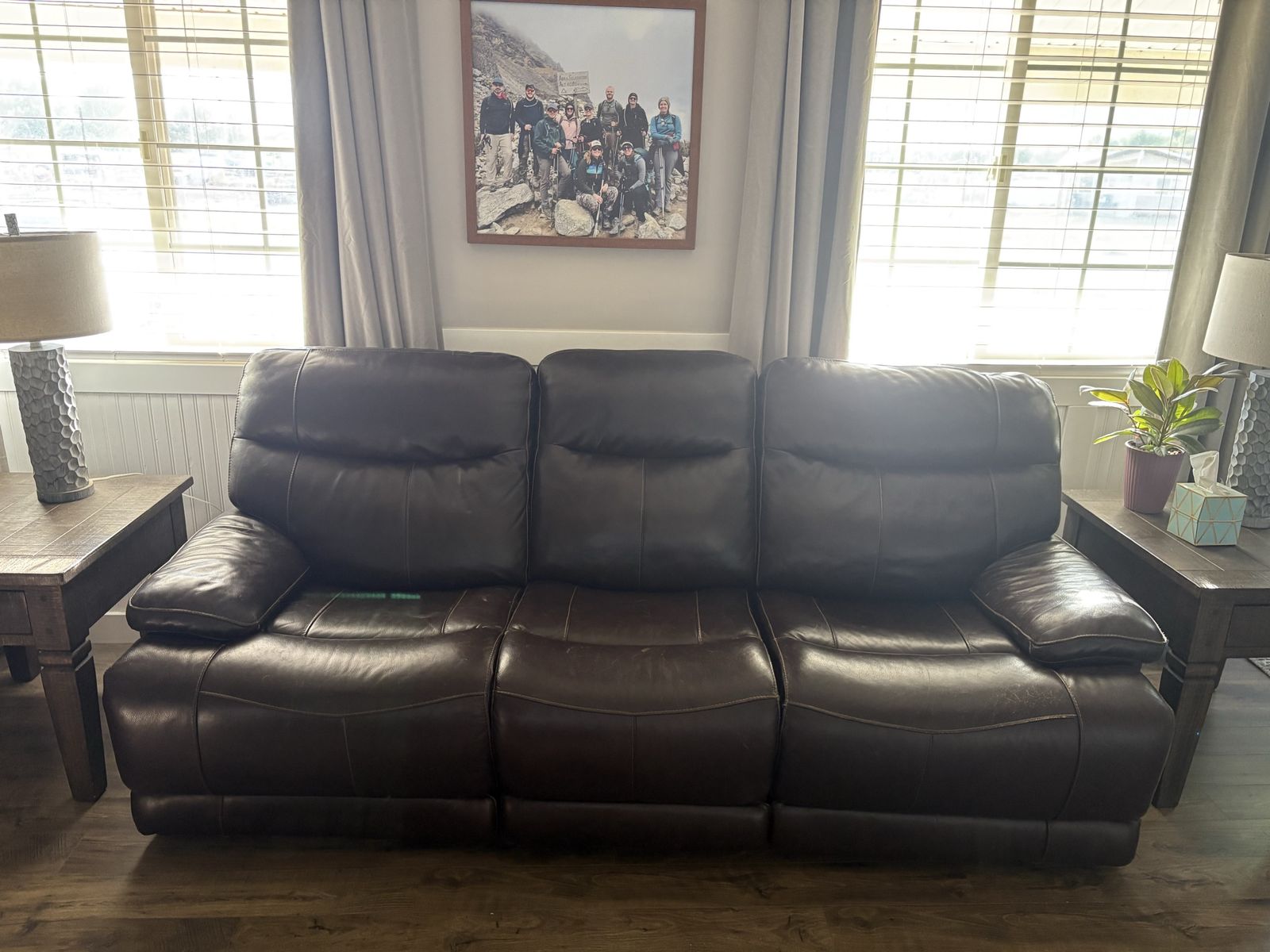 Brown Leather Couch and Loveseat