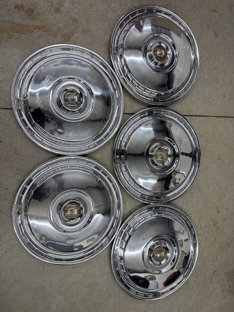 1955 1956 Ford Hubcaps 15" Wheel Covers - Fairlane Customline Mainline Crown Victoria Sunliner Set of 5