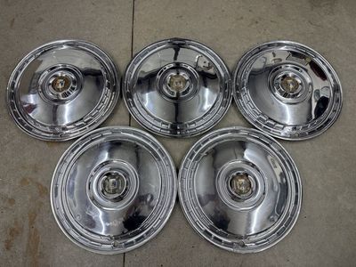 1955 1956 Ford Hubcaps 15" Wheel Covers - Fairlane Customline Mainline Crown Victoria Sunliner Set of 5