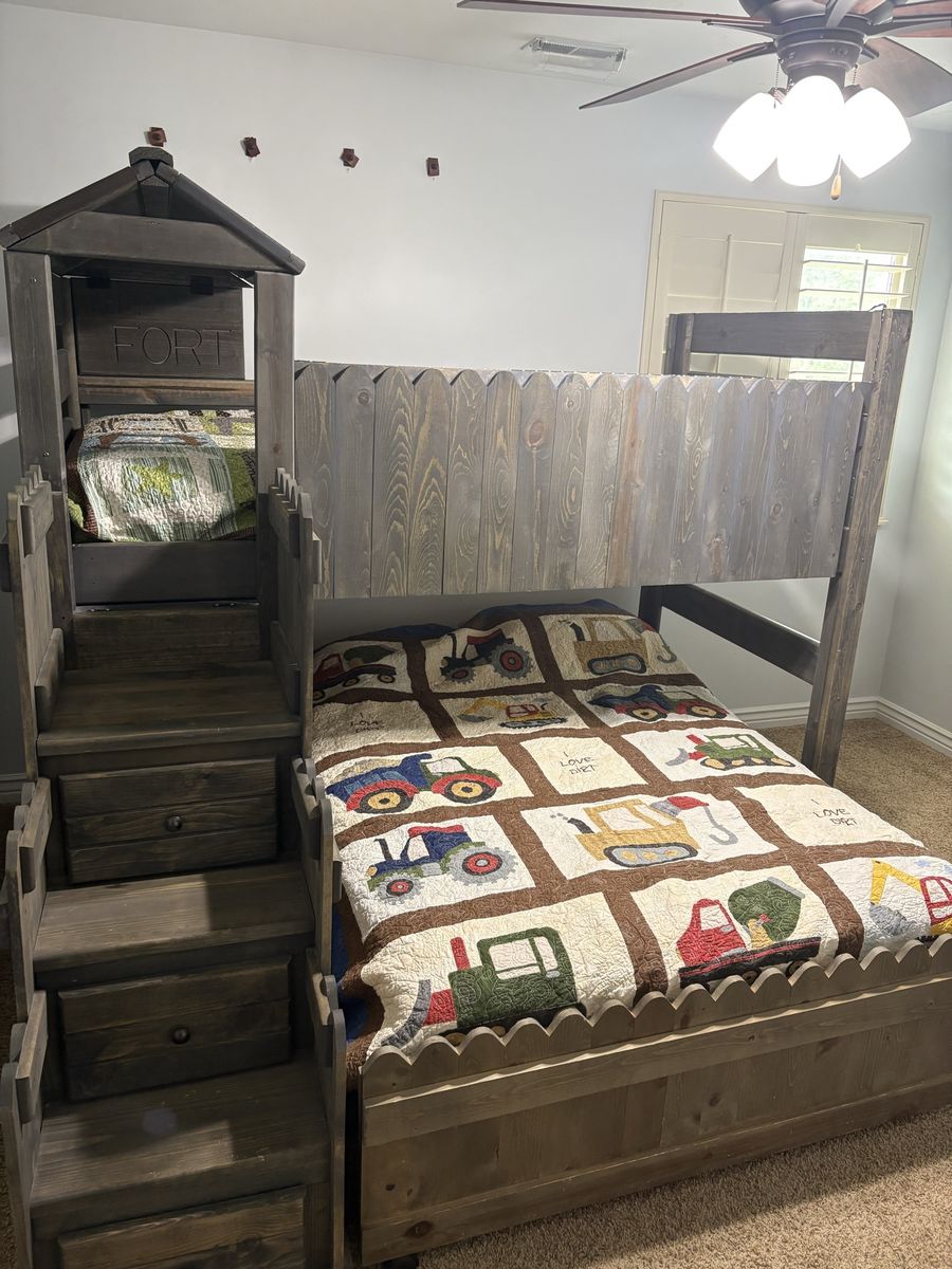 Twin over full bunk bed solid wood